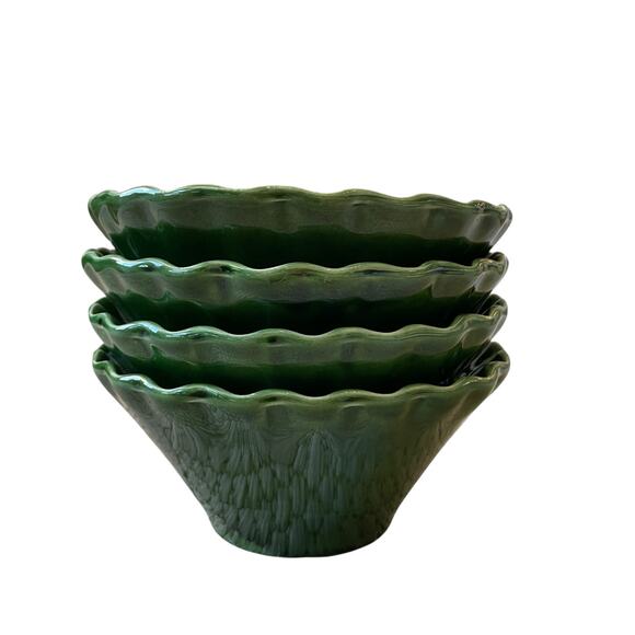 (4)  Maioliche Jessica Made in Italy Salad Bowls 7" Christmas Holiday Green - Picture 8 of 16